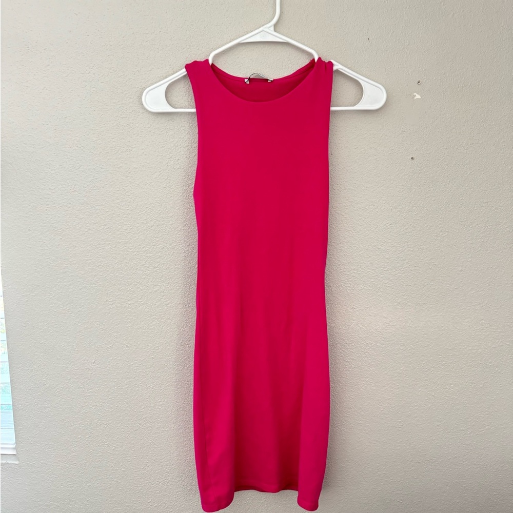 ZARA Cotton Hot Pink Dress
